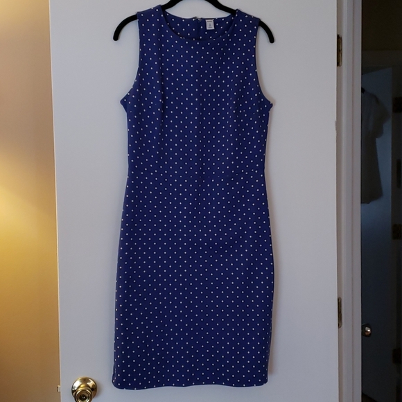 Old Navy Dresses & Skirts - Old Navy Blue Polka Dot M Tall Sheath Dress